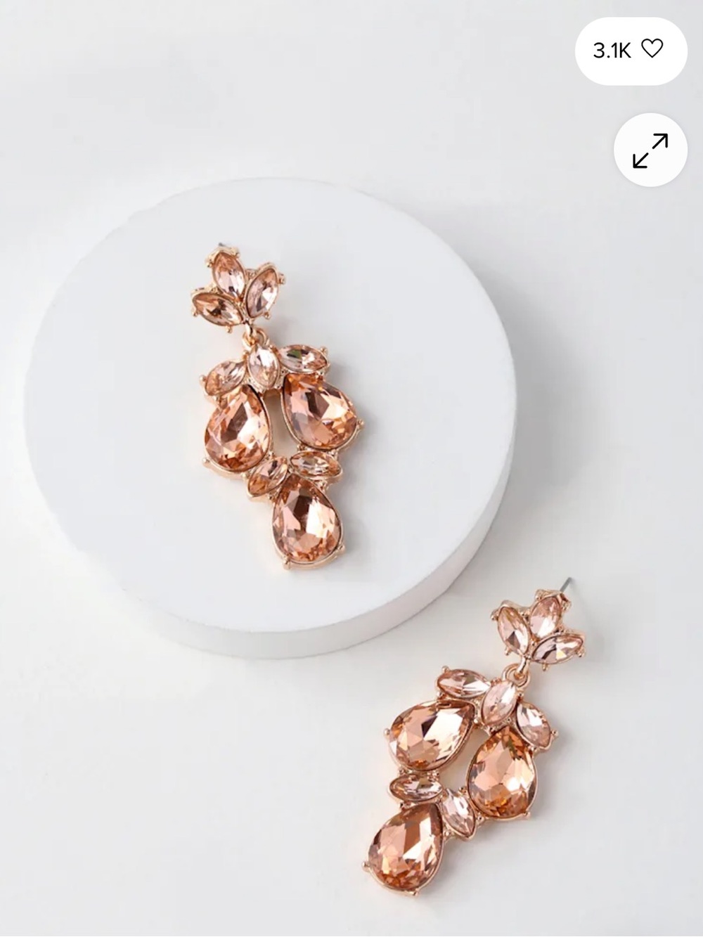 Rose Gold and Pink Crystal Drop Earrings